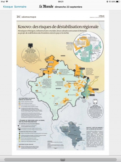 "Le Monde": Kjo është "harta e re e Kosovës"