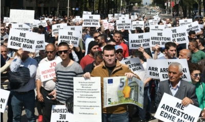 Gjatë protestës së sotme
