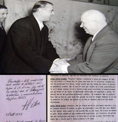 Faksilmile e bisedës së vitit 1956 dhe urdhri i vitit 1973 për censurimin e saj te "veprat"
